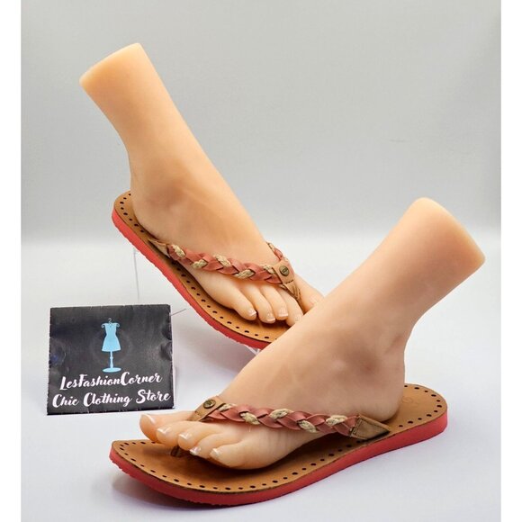 Ugg Australia Women's Tan Coral Leather Navie Braided Flip Flops Size 11 2641 - Picture 5 of 15